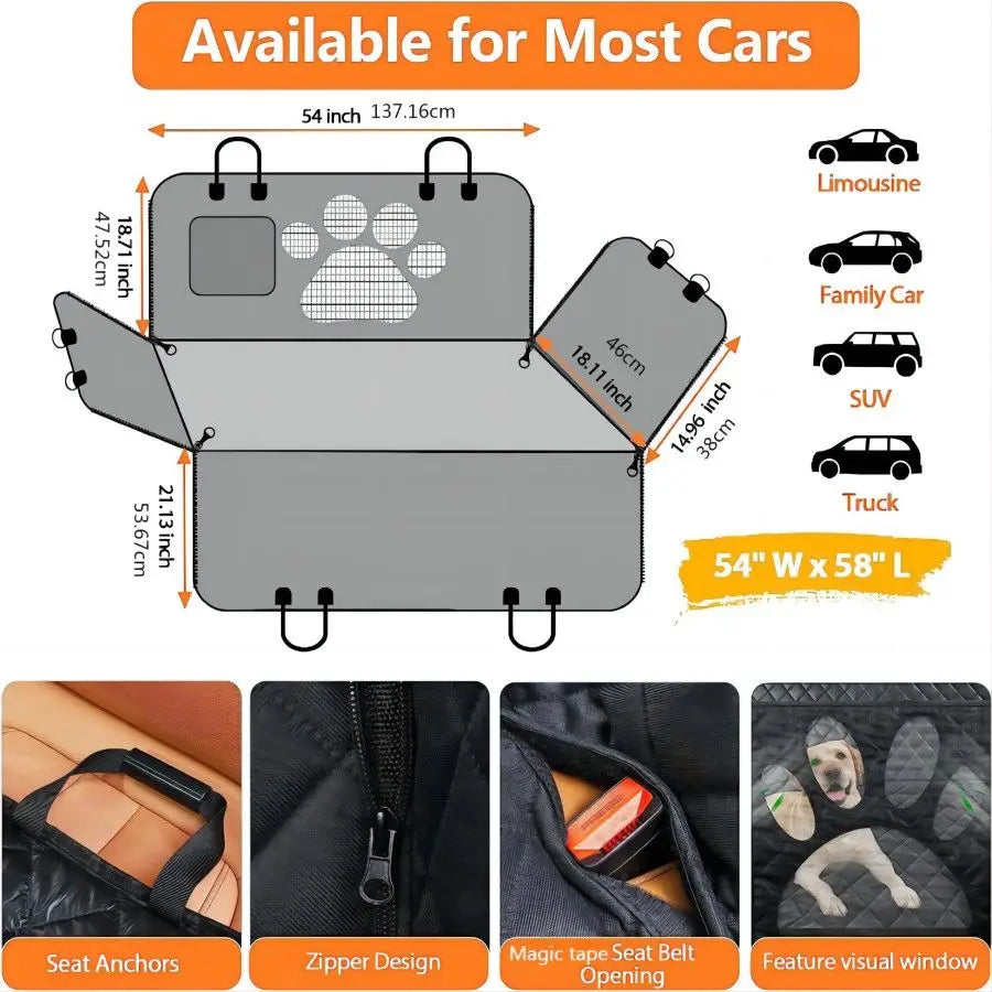 ProjectPaw TravelGuard™ Waterproof Dog Car Hammock