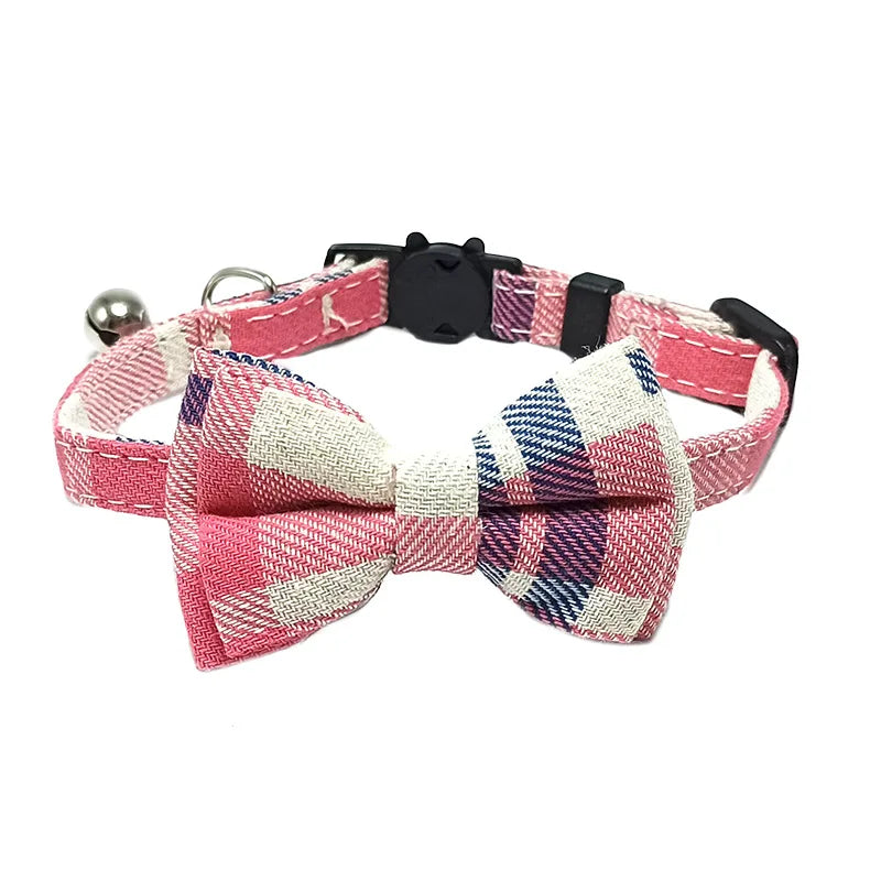 ProjectPaw™ Plaid Bow Tie Pet Collar | Adjustable Collar with Bell