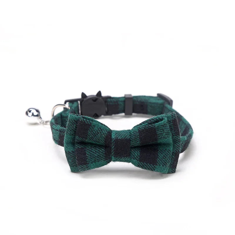 ProjectPaw™ Plaid Bow Tie Pet Collar | Adjustable Collar with Bell