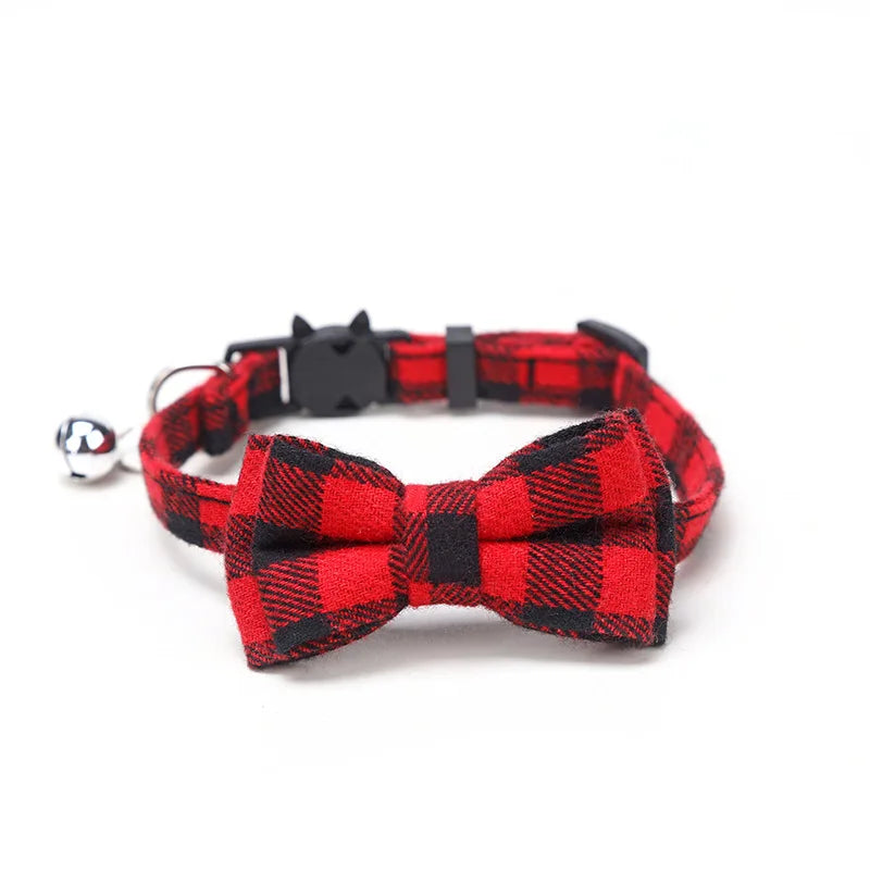 ProjectPaw™ Plaid Bow Tie Pet Collar | Adjustable Collar with Bell