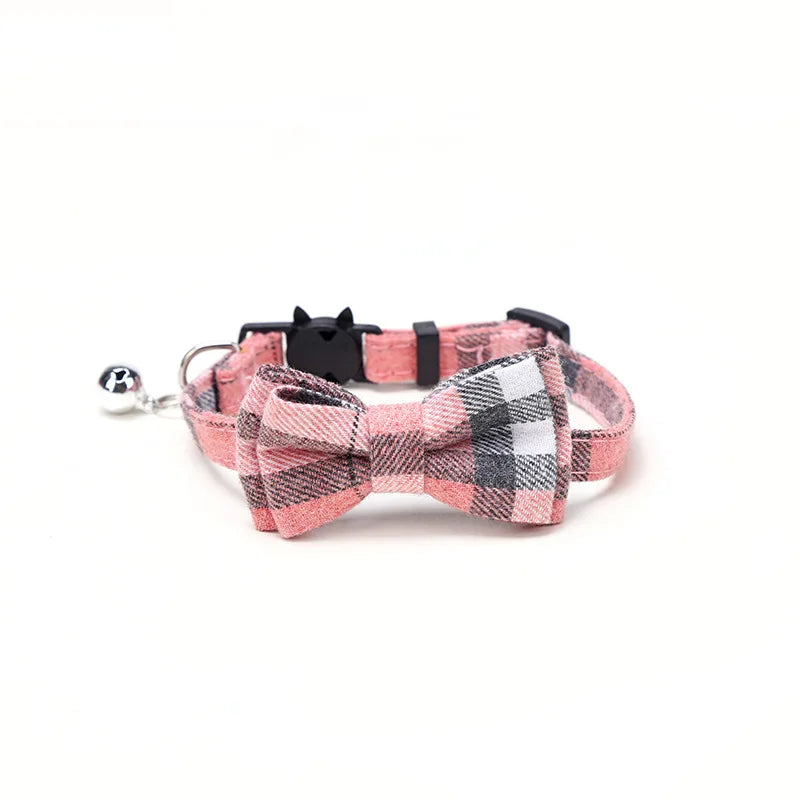 ProjectPaw™ Plaid Bow Tie Pet Collar | Adjustable Collar with Bell