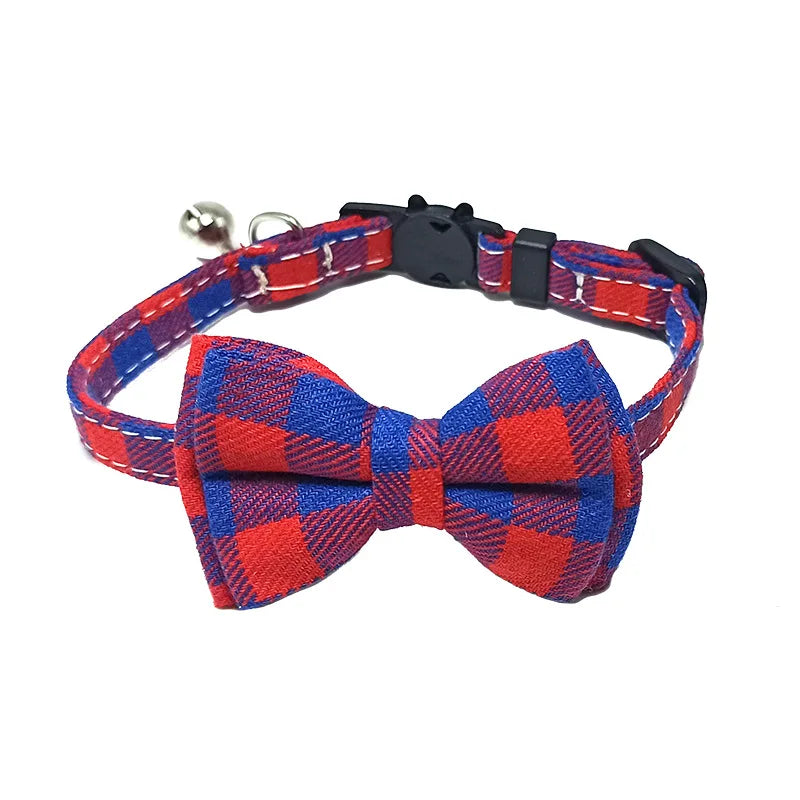 ProjectPaw™ Plaid Bow Tie Pet Collar | Adjustable Collar with Bell