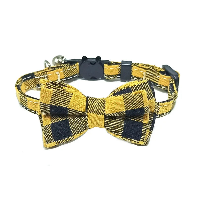 ProjectPaw™ Plaid Bow Tie Pet Collar | Adjustable Collar with Bell