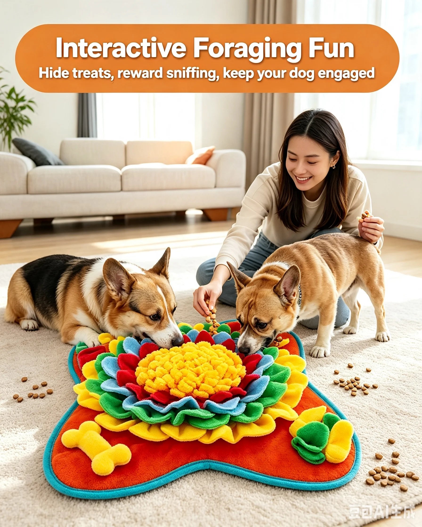 ProjectPaw™ Interactive Snuffle Mat | Dog Feeding & Mental Enrichment Puzzle