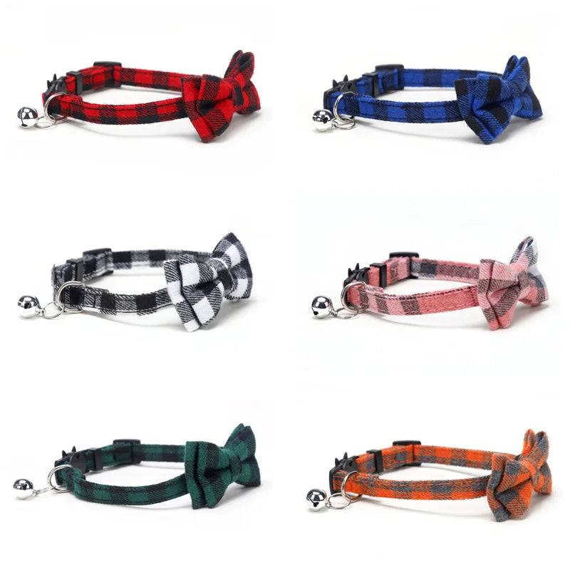 ProjectPaw™ Plaid Bow Tie Pet Collar | Adjustable Collar with Bell