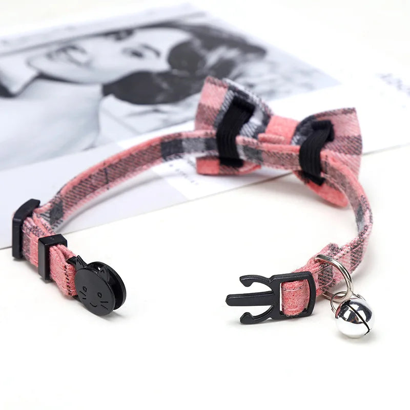 ProjectPaw™ Plaid Bow Tie Pet Collar | Adjustable Collar with Bell