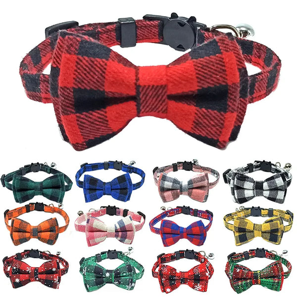 ProjectPaw™ Plaid Bow Tie Pet Collar | Adjustable Collar with Bell